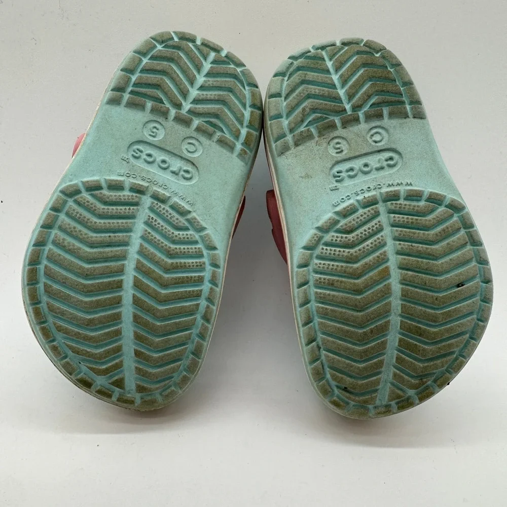 Crocs Kids Crocband Clog Light Blue Pink Sporty Water Shoes Size C5